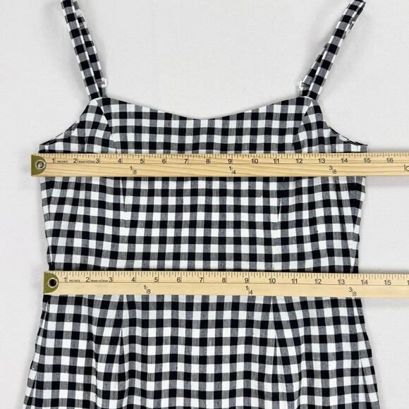 J Crew Women's Sweetheart Gingham Sheath Dress Size 2 Black White Linen Blend - Picture 13 of 16